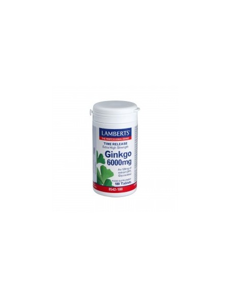 Ginkgo Biloba 6000 Alta Potencia 120Mg. 180Comp. Lamberts