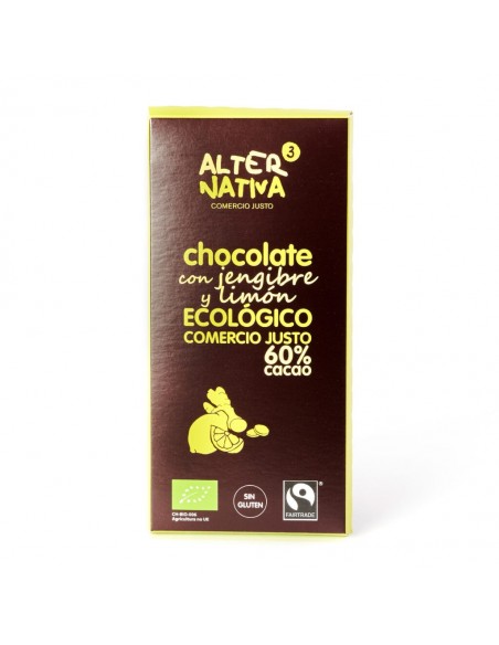 Chocolate 60% Cacao Con Jengibre Y Limon 80Gr. Eco Alternativa3