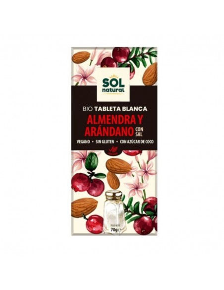  Chocolate Blanco Almendra Arandano Tableta 70G Bio Sol Natural