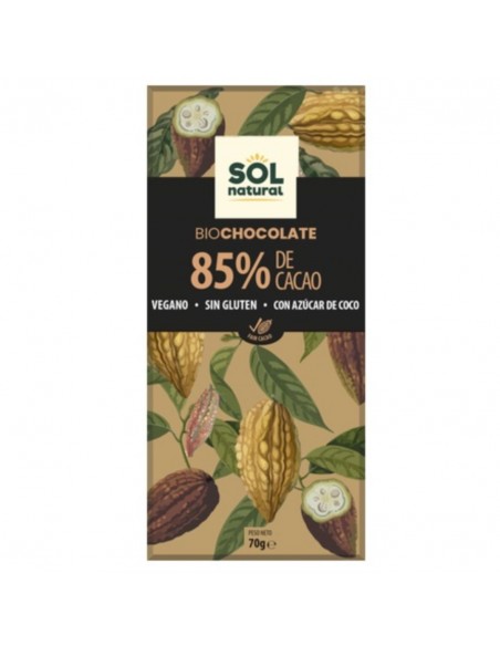 Chocolate Negro 85% Tableta 70Gr. Bio Sol Natural