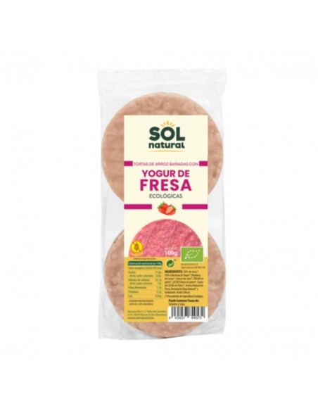 Tortas De Arroz Con Yogur De Fresa 100Gr. Bio Sol Natural