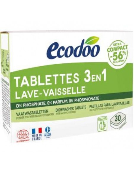 Lavavajillas Tabletas Para Maquina 3 En 1 30Ud. Ecodoo