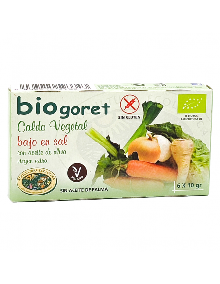 Cubitos de Caldo de Verduras Ecológico Bajo en Sal Ecológico (6 x 11gr) Bionsan